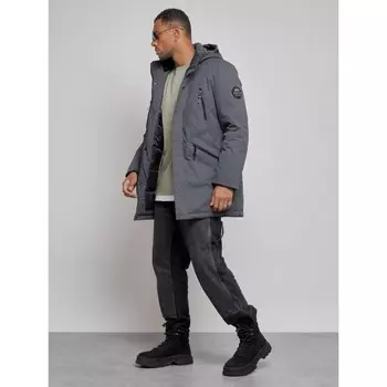 Парка удлиненная мужская, размер 54, цвет тёмно-серый