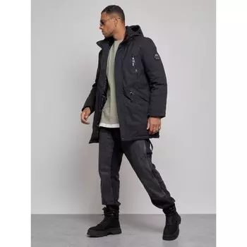 Парка удлинённая мужская зимняя, размер 48, цвет чёрный