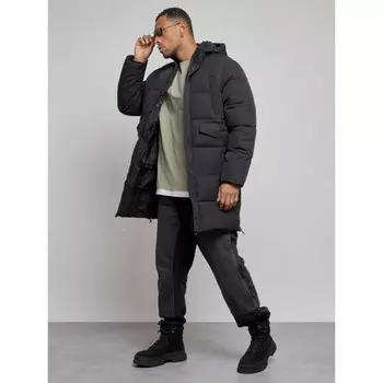 Парка удлинённая мужская зимняя, размер 50, цвет чёрный