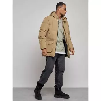 Парка удлинённая мужская зимняя, размер 50, цвет бежевый