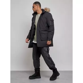Парка удлинённая мужская зимняя, размер 54, цвет чёрный