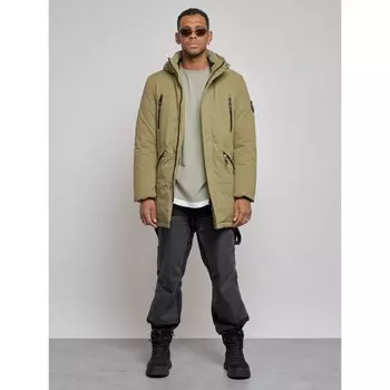 Парка удлинённая мужская зимняя, размер 56, цвет зелёный
