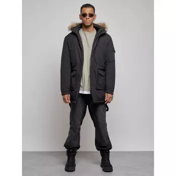 Парка удлинённая мужская зимняя, размер 56, цвет чёрный