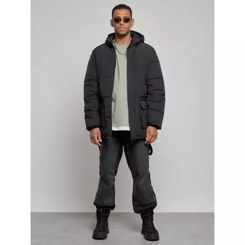 Парка удлинённая мужская зимняя, размер 58, цвет чёрный