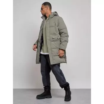 Парка удлинённая мужская зимняя, размер 58, цвет серый