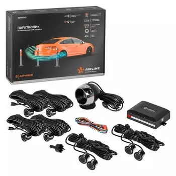 Парктроник на 8 датчиков Airline PRO, LED дисплей, чёрные