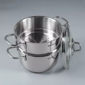 Пароварка Perla, 3,8 л, со вставкой 3,1 л, стеклянная крышка