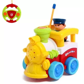 Паровоз радиоуправляемый «Путешествие», работает от батареек, цвет жёлтый