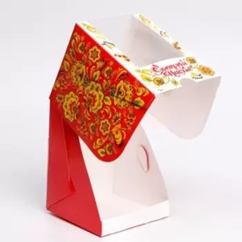 Пасхальная коробочка с окном "ХВ, хохлома", 12,5 х 9,5 х 9,5 см