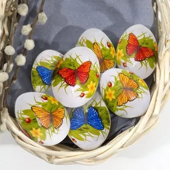 Термонаклейки на 7 яиц «Бабочки» на пасху, 7,3 х 34,2 см