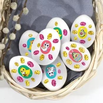 Пасхальные наклейки для яиц «Персонажи» на пасху, 7,3 х 13 см.