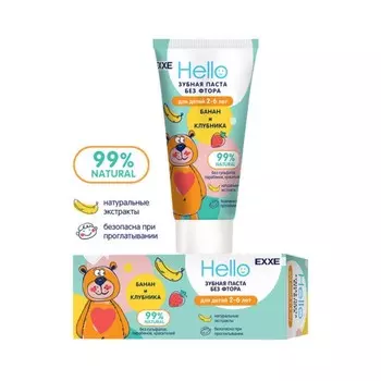 Паста зубная детская Exxe Hello, с бананом и клубникой, 2-6 лет, 50 мл