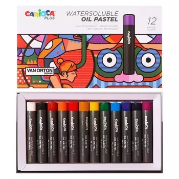 Пастель масляная 12 цветов, Carioca Plus", яркие непрозрачные цвета, акварельный эффект, картонная упаковка