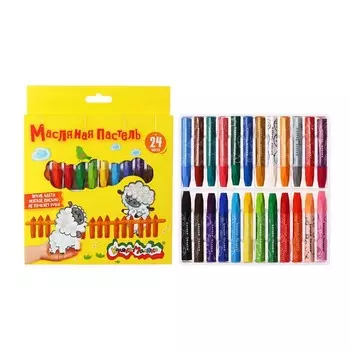 Пастель масляная 24 цвета "Каляка-Маляка", утолщенная, 11 мм, шестигранная