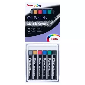 Пастель масляная, 6 цветов Pentel, металлик
