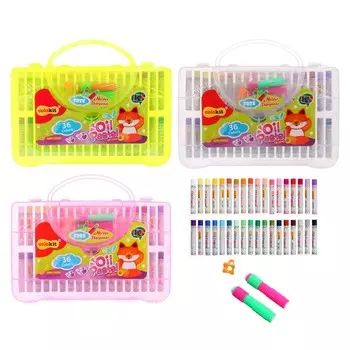 Пастель масляная с держателем Colokit, 36 цветов, 8,5 х 58 мм, круглый корпус, точилка в наборе, пластиковый футляр, МИКС¶