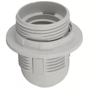 Патрон Эра Е27 с кольцом, пластик, белый