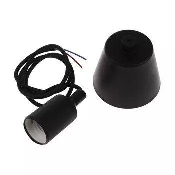 Патрон подвесной, Е27, 1 м, 220 В, чёрный