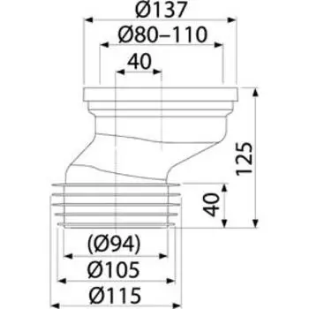 Патрубок для унитаза Alcaplast A991-40, эксцентрический на 40 мм
