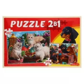 Пазл 2 в 1 «Домашние любимцы №2», 260 и 260 элементов