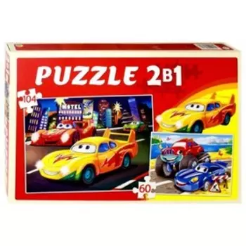 Пазл 2 в 1 «В мире тачек», 60 и 104 элементов