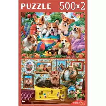 Пазл 2 в 1 «Забавные собачки», 500 + 500 элементов