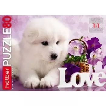 Пазл «Белый щенок», 80 элементов