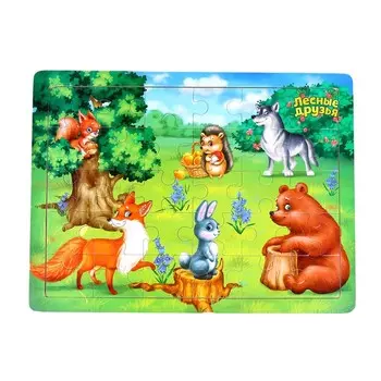 Пазл большой деревянный «Лесные друзья», 30 элементов