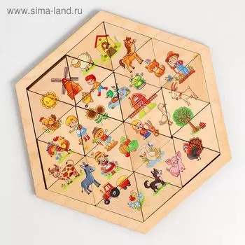 Пазл деревянный «Ферма» (Занимательные треугольники)