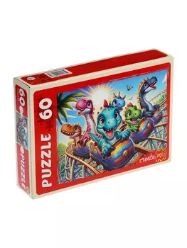 Пазл «Динозавры на аттракционе», 60 деталей