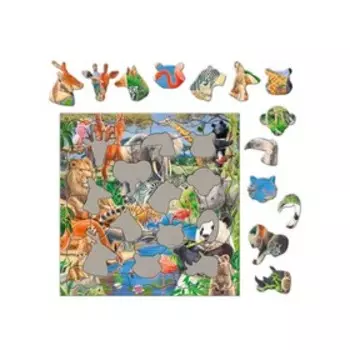 Пазл фигурный на подложке «Дикие животные», 45 деталей