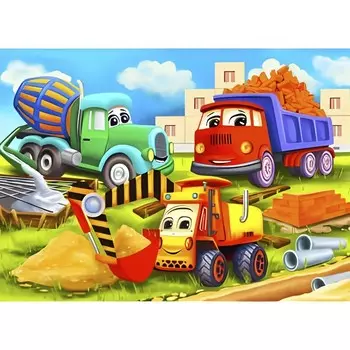 Пазл фигурный «Строительная техника» 18 деталей, 3+