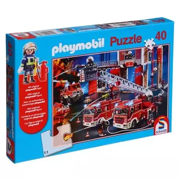 Пазл «Пожарная станция», с подарком, 40 элементов