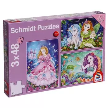 Пазл «Принц, фея, русалочка», 3 × 48 элементов