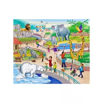 Пазл-рамка с фигурными элементами «Зоопарк»