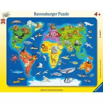 Пазл Ravensburger «Карта мира сживотными», 30 элементов