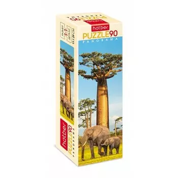 Пазл «Слоны в саванне», 90 элементов
