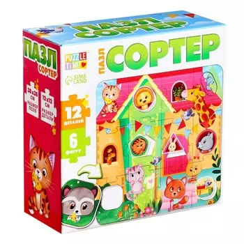 Пазл - сортер «Зверята в домике», 12 деталей