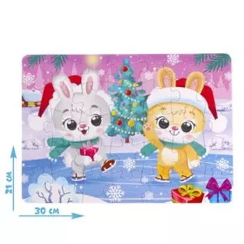 Пазл «Ушастые фигуристы», 35 деталей