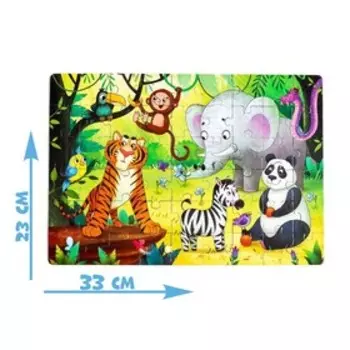 Пазл в металлической коробке «Зверята в зоопарке», 54 элемента