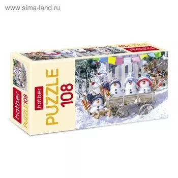 Пазл «Забавные снеговики», 108 элементов