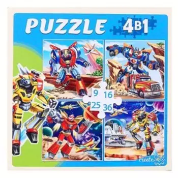 Пазлы 4 в 1 «Мир трансформеров №10», 9, 16, 25, 36 элементов