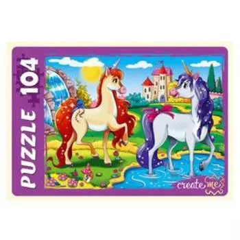 Пазлы «Два единорога и замок», 104 элемента