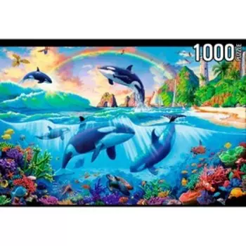Пазлы «Касатки на закате», 1000 элементов