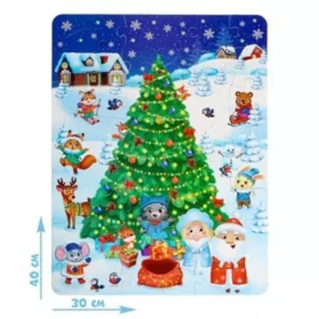 Пазлы с окошками «Новый год в лесу», 10 окошек, 20 деталей