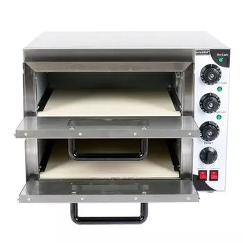 Печь для пиццы VA-PO2ST, 3000 Вт, 2 камеры, до 350°С, серебристая