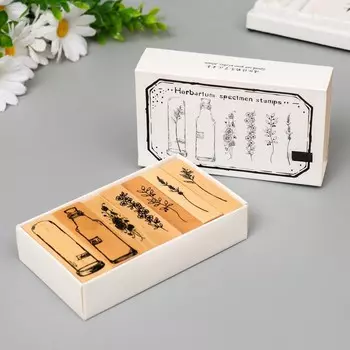 Печать дерево «Цветы и колбы» набор 7 шт. 2.57.512 см