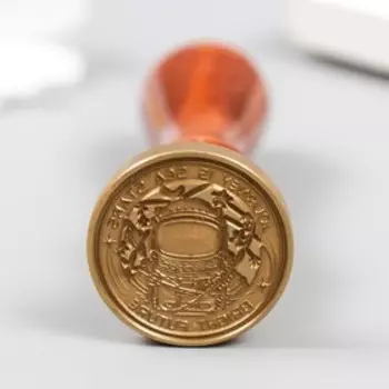 Печать для сургуча с деревянной ручкой "Космонавт" 3х3 см