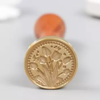 Печать для сургуча с деревянной ручкой "Тюльпаны" 3х3 см