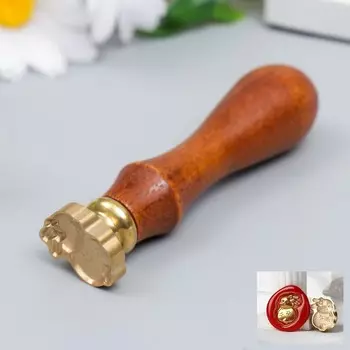 Печать фигурная для сургуча с деревянной ручкой "Зайка в цветочек" печать - 1,6х2,2 см, ручка 8,2 см